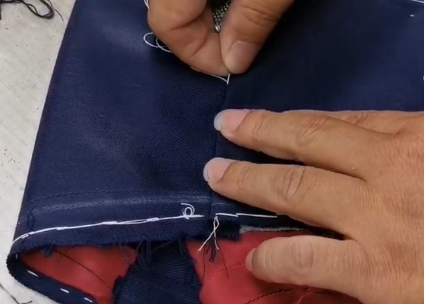Hand stitching Shoulder seam